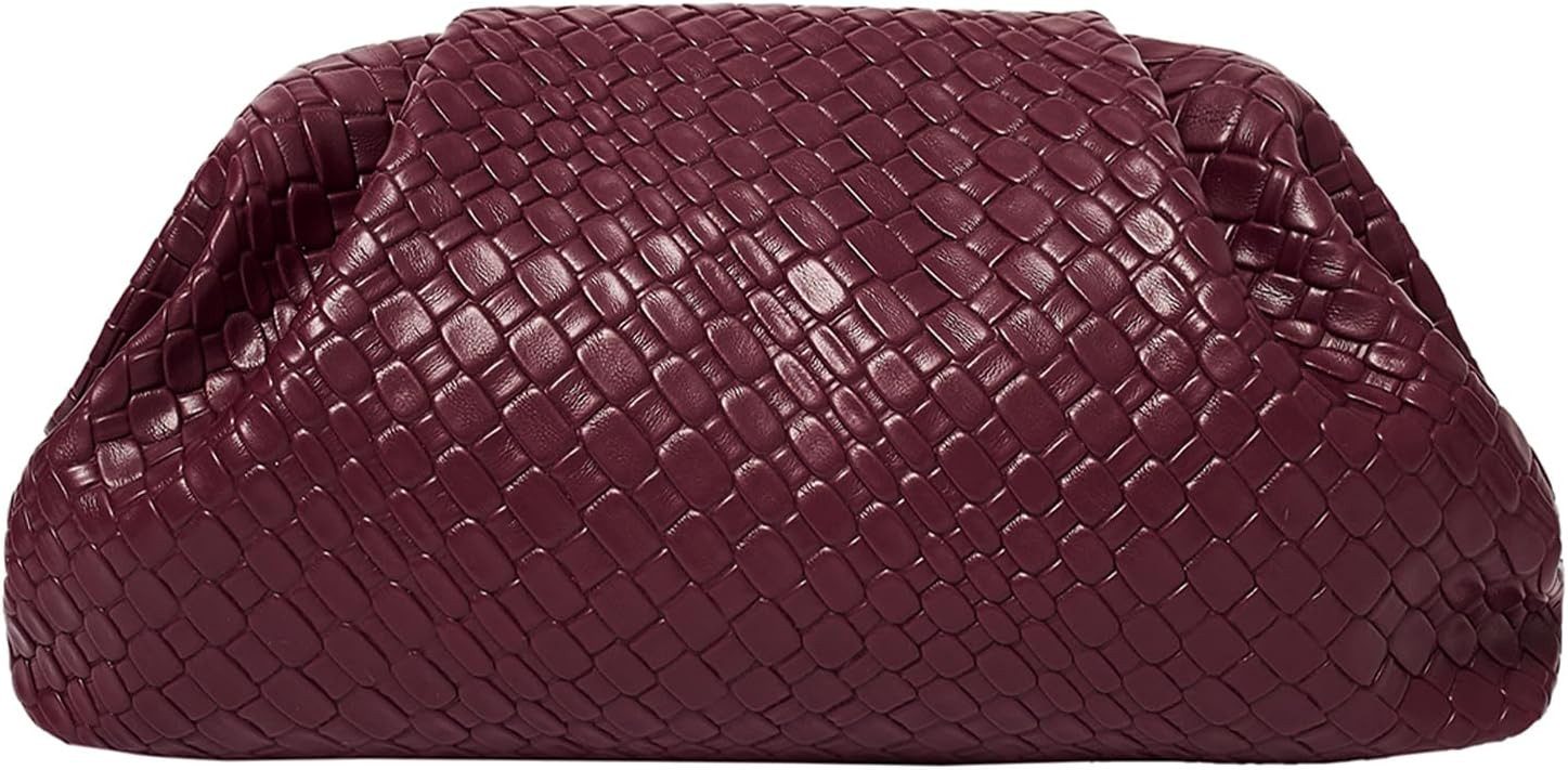 PHILOMENA Women's Woven Evening Bag Vegan Leather Clutch Purse Dumpling Ruched Bag Party Wedding Elegant Handbags | Amazon (US)