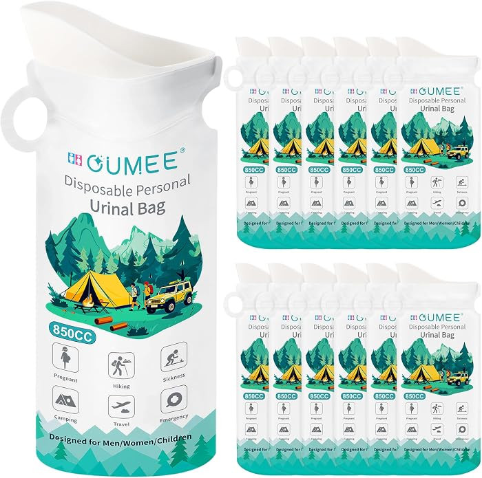 OUMEE 850ML Emergency Disposable Urinal Bags, 8/12/20/28 Pcs | Amazon (US)