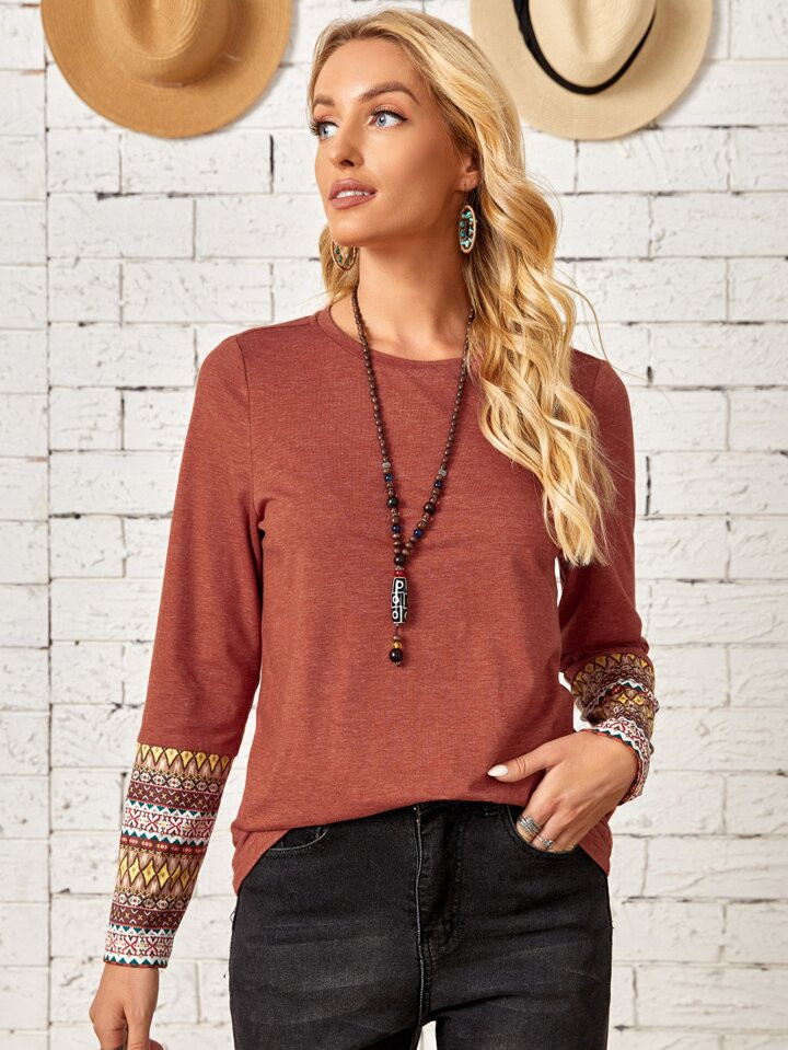 EMERY ROSE Geo Print Tee | SHEIN