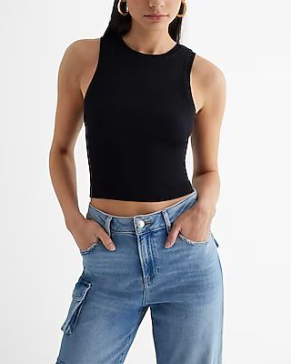Body Contour Seamless Ribbed High Neck Cropped Tank | Express