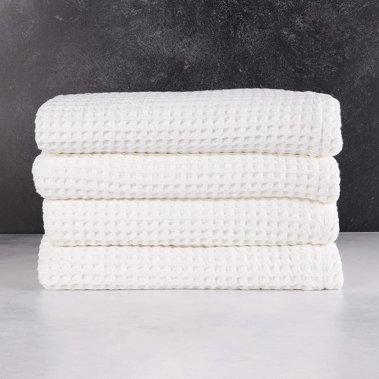 Amazon.com: Mill & Thread by 1888 Mills, 4-Piece Waffle Weave Bath Towel Set, White : Everything ... | Amazon (US)