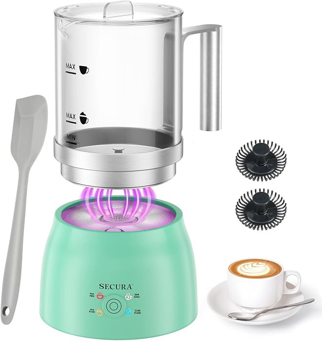 Secura Detachable Milk Frother and Steamer, 17oz Electric Milk Warmer 4-in-1 Hot/Cold Foam Maker,... | Amazon (US)