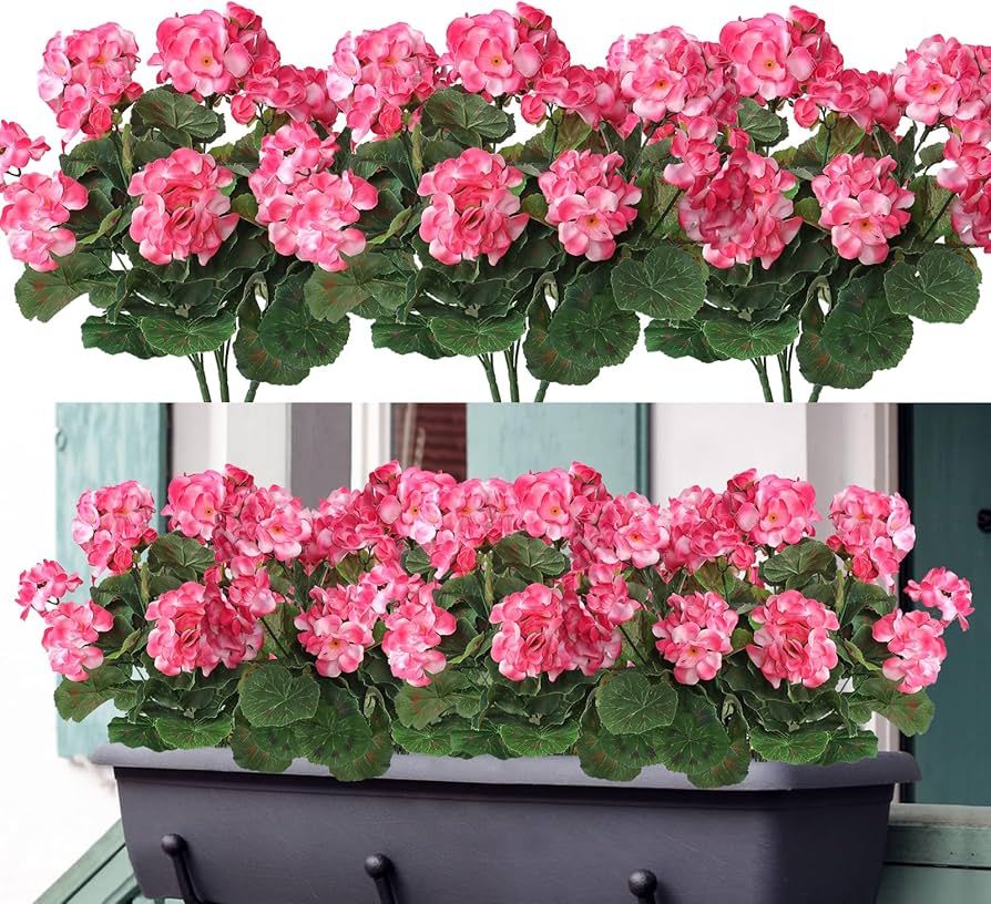 Dremisland 3 Pack Artificial Flowers for Outdoors 19'' Geranium Silk Flowers Outdoor UV Resistant... | Amazon (CA)