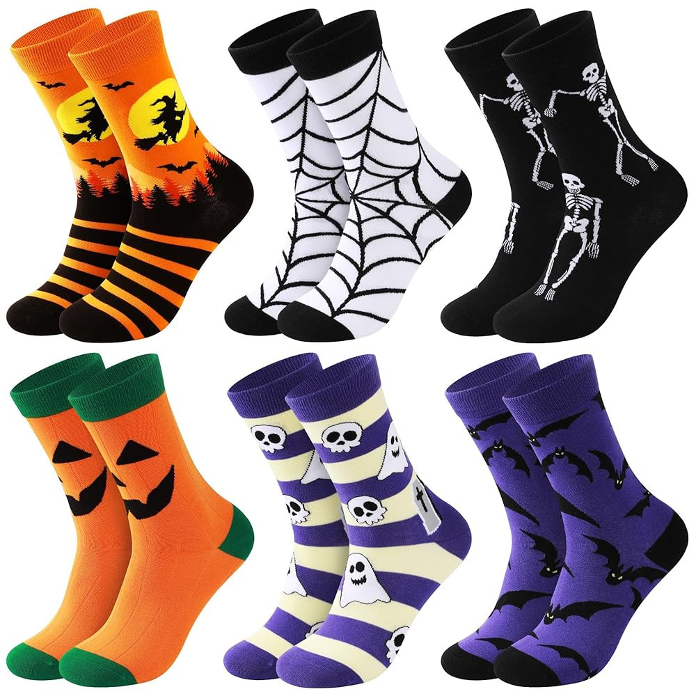 Funny Halloween Socks for Women: Soft Cotton Crew Socks with Pumpkin Ghost Pattern for Halloween ... | Amazon (US)