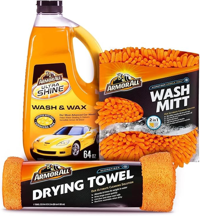 Armor All Car Wash Kit, Includes Car Wash Soap, Wash Mitt & Microfiber Towel (3 Piece Kit) | Amazon (US)