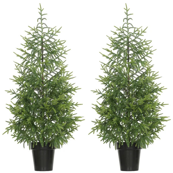 2-Pack 4FT Artificial Christmas Trees, Full Norfolk Pine Design with 133 Molded Tips, Flame-Retar... | Walmart (US)