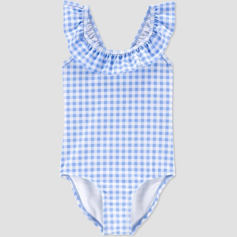Toddler Girls' Gingham Check One Piece Swimsuit - Carter's Just One You® Blue | Target