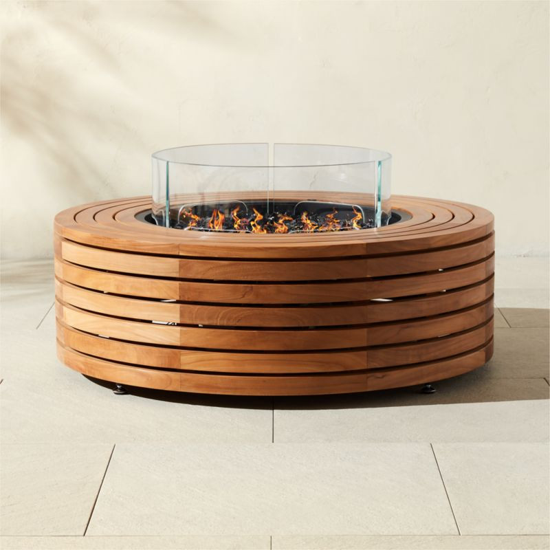 Ark Round Teak Wood Fire Table + Reviews | CB2 | CB2