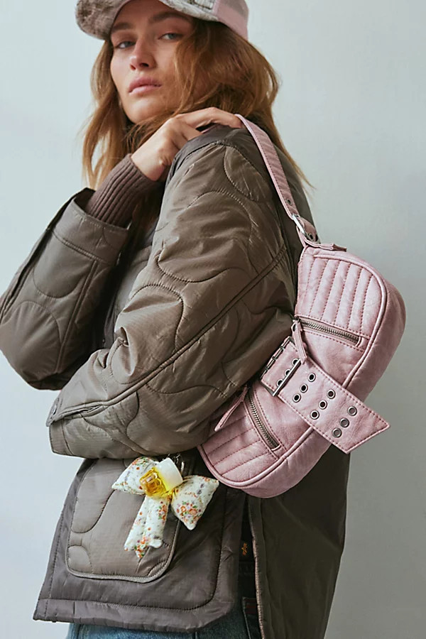 Silence + Noise Riveted Strap Faux Leather Moto Bag in Mauve, Women's at Urban Outfitters | Urban Outfitters (US and RoW)