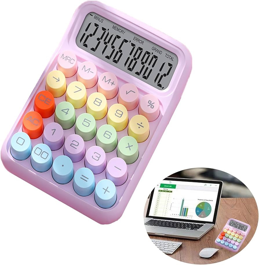 Colorful Calculator, Candy-Colored Electronic Desktop Calculators with 12Digit Large LCD Display ... | Amazon (UK)