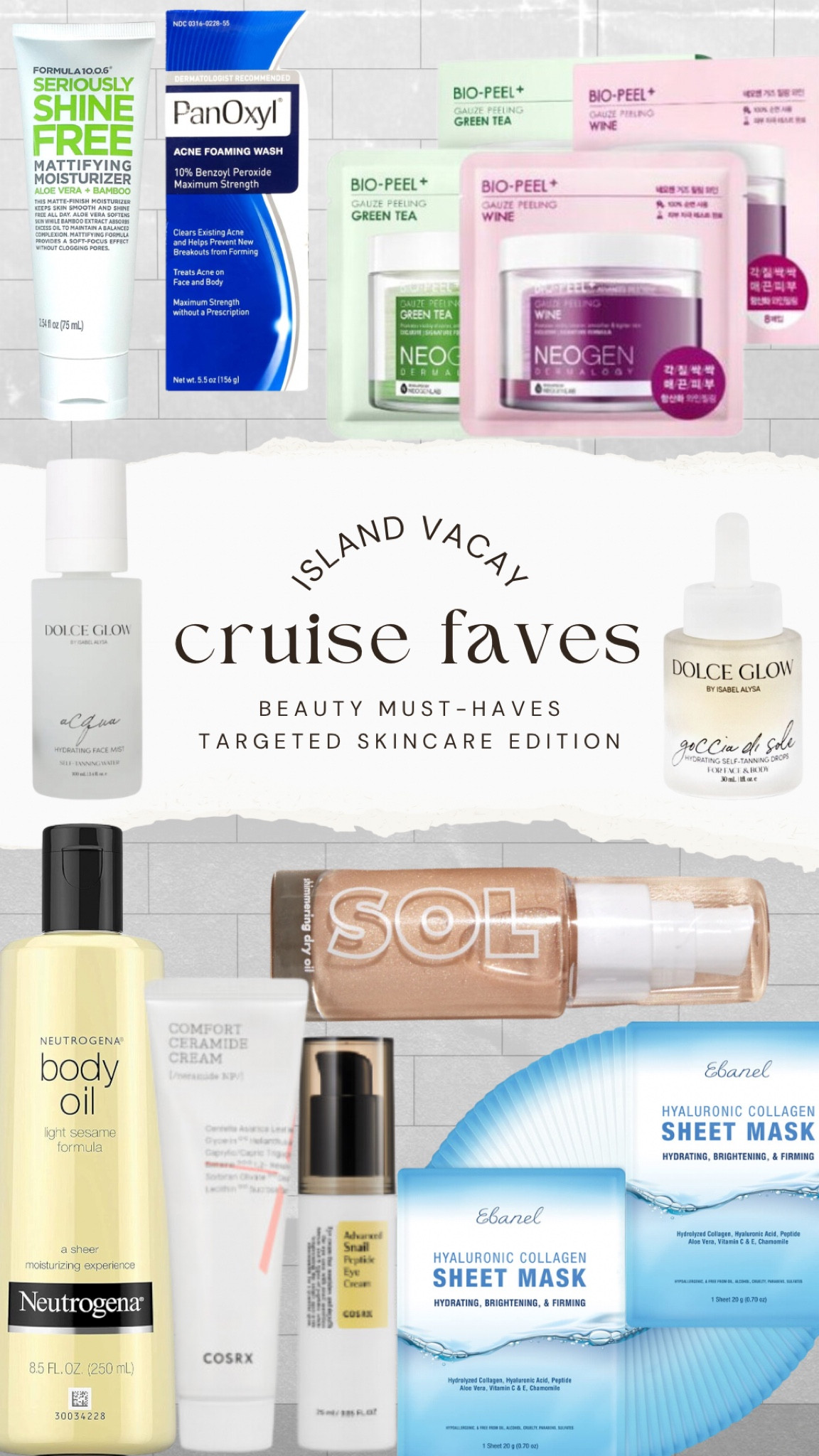 Some of my targeted skincare items that I love bringing with on vacay! You’ll want to depot/re-bottle these so you save on weight in your luggage.

Shout out to Dolce Glow for the amazing glow drops! If you want to EXTEND your island tan, look no further. These babies can be added to your facial moisturizer so you keep your sunkissed glow all trip + month long!

#LTKtravel #LTKbeauty #LTKstyletip