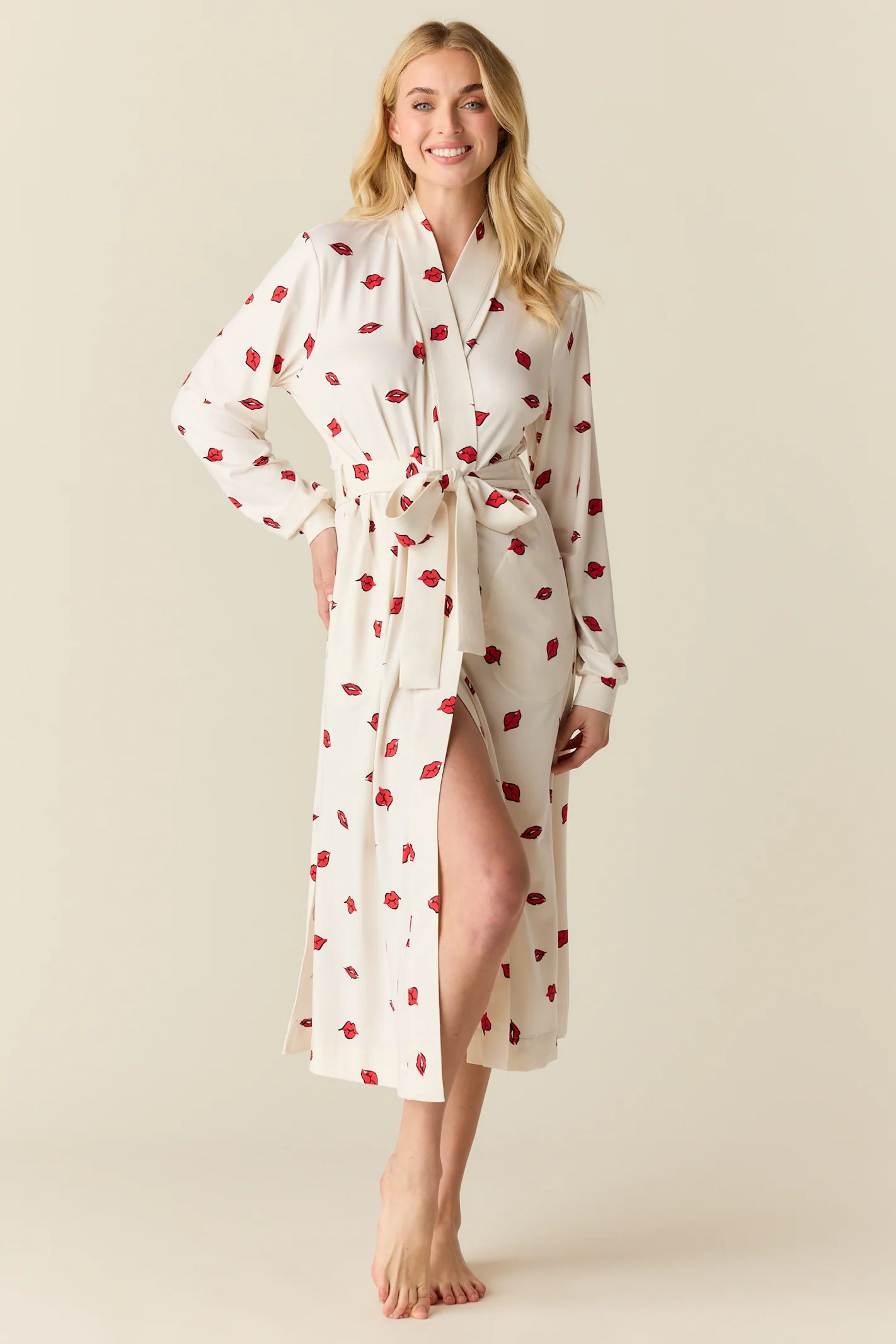 Della Cloud Jersey Banded Midi Robe in Bisou | MASONgrey