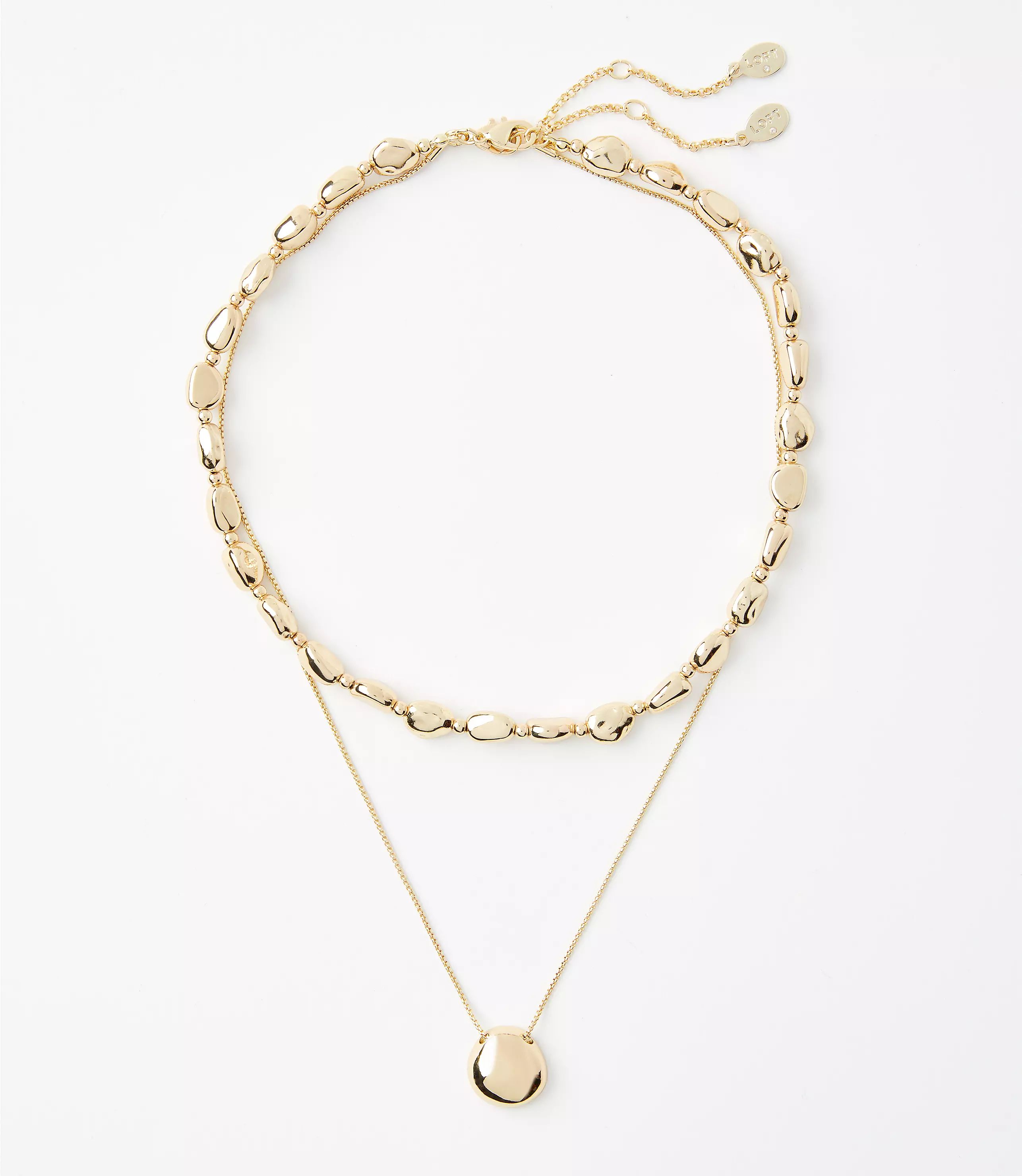 Metal Bean Layered Necklace | LOFT