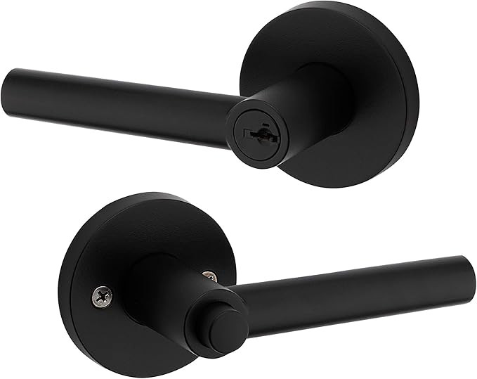 Kwikset 91560-030 Milan Round Keyed Entry Lever Featuring SmartKey in Iron Black | Amazon (US)