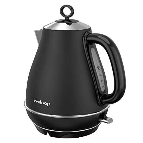 Evoloop 1.7L Electric Kettles, BPA Free Tea Kettle, Hot Water Boiler Heater, Stainless Steel Teapot, Auto Shut-Off & Boil-Dry Protection, 120V/1500W (Black) | Amazon (US)