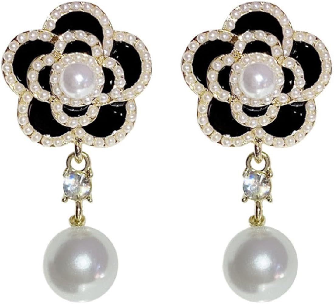 Women's Imitation Pearl Earrings Jewelry-Camellia Dangle Earrings | Amazon (US)