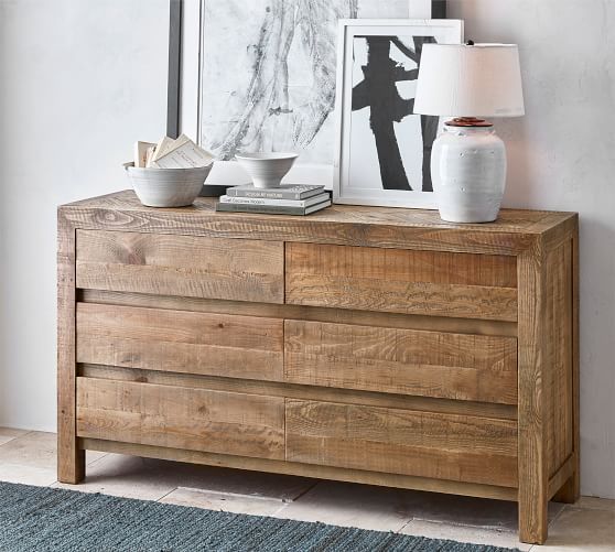 Hensley Reclaimed Wood 6-Drawer Wide Dresser | Pottery Barn (US)