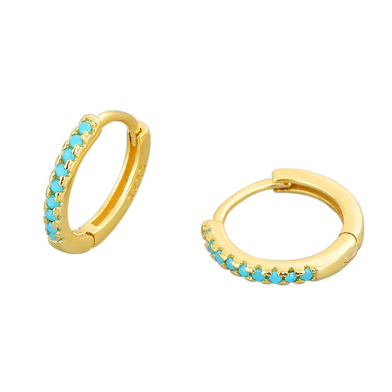 Turquoise and Gold Huggies | Erin McDermott Jewelry