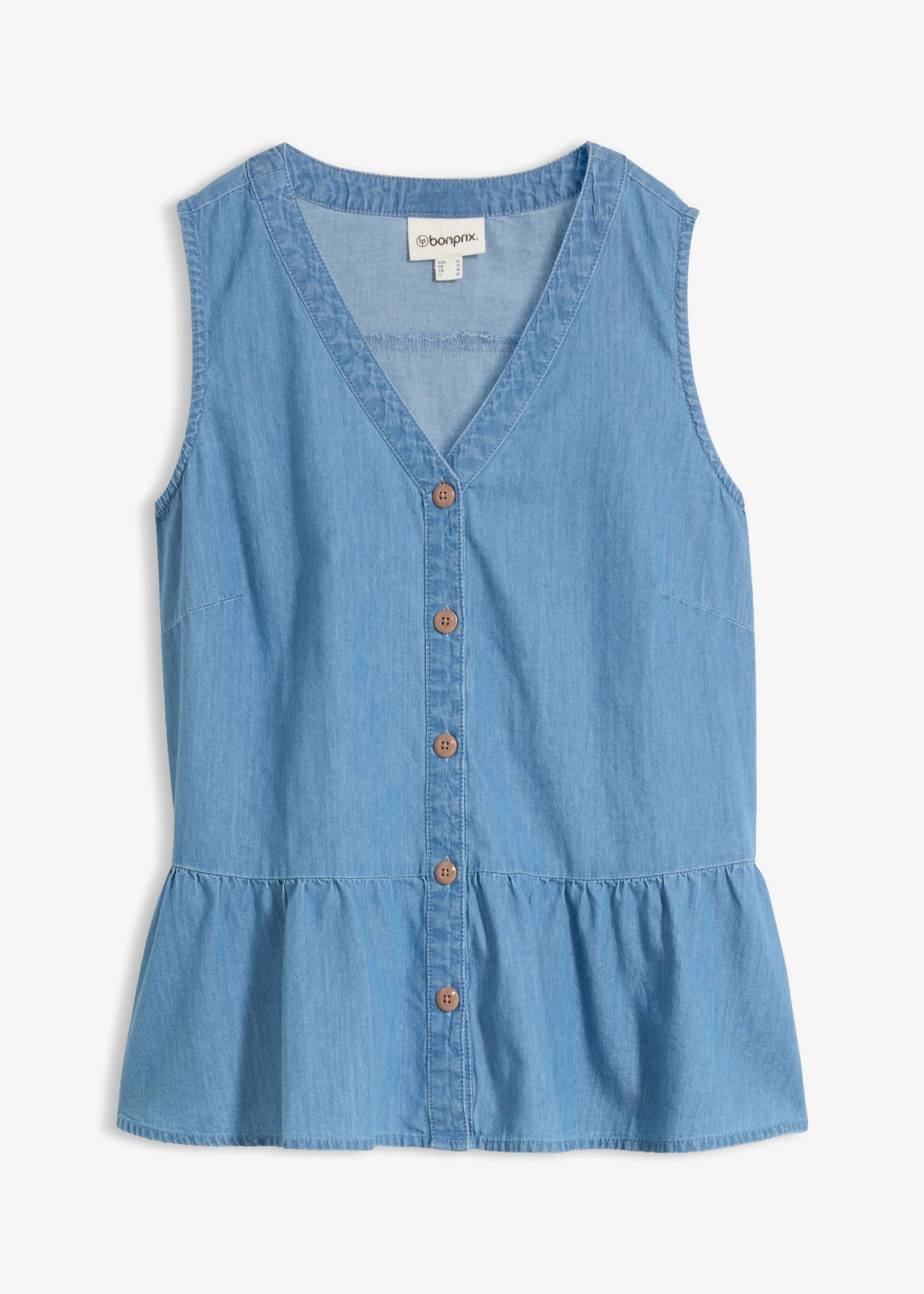 Spijker blousetop van biologisch katoen lichtblauw denim | Bonprix NL (Influencer)