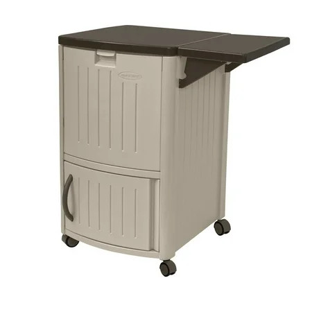 Suncast Patio Cooler Cart with Cabinet, 77 Quart, Light Taupe, DCC3000 | Walmart (US)