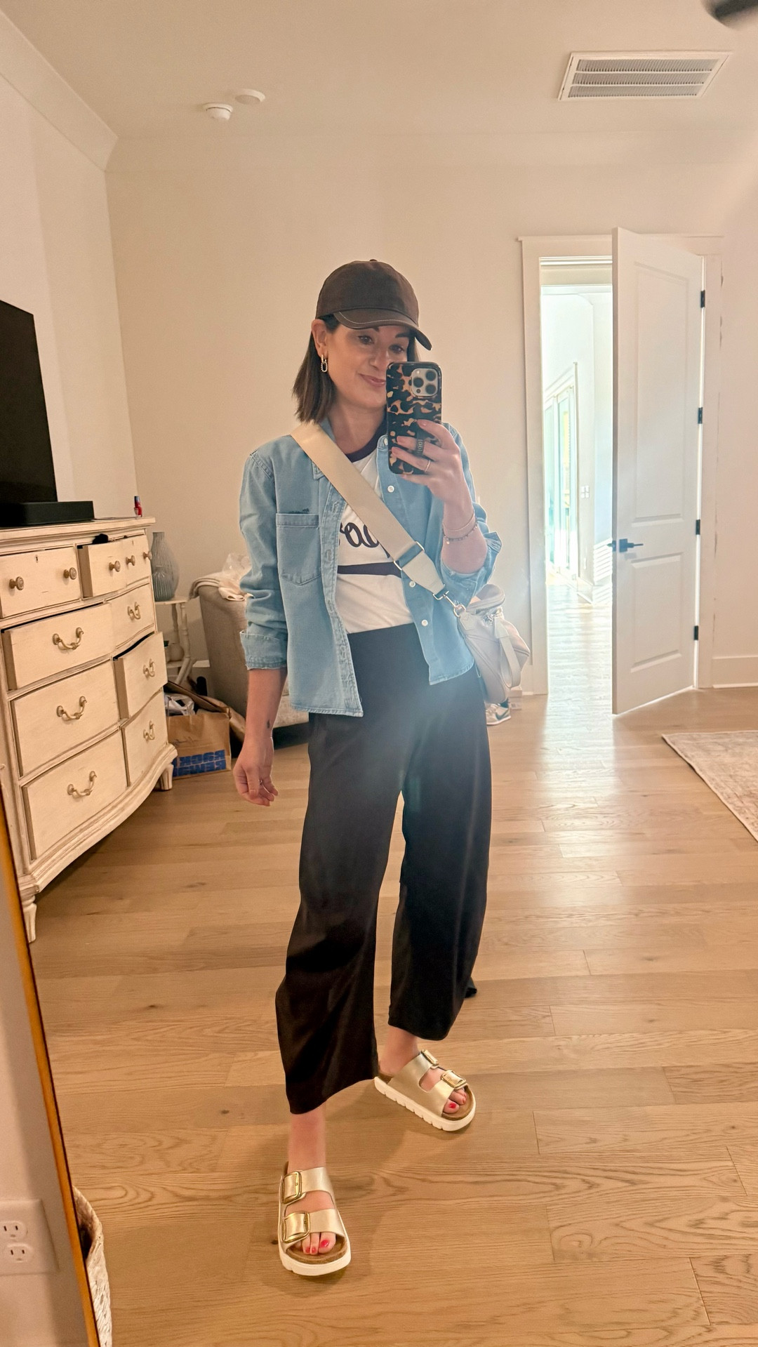 Saturday soccer mom outfit - sports mama outfit idea. Loving this go sports retro tee and the comfortable lightweight pants I’ve been wearing on repeat! I wear a 2 petite in pants @Ruti @Favorite Daughter 

#LTKootd #LTKgrwm #LTKOver40