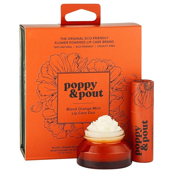 Poppy & Pout Lip Care Set | Lip Balm & Scrub | Sustainable Cardboard Tubes & Glass Jars, All Natu... | Amazon (US)