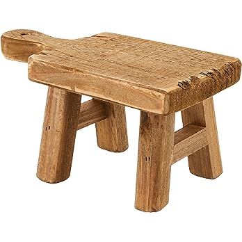 Creative Co-Op Rectangle Wood Pedestal with Handle, Small, Brown | Amazon (US)