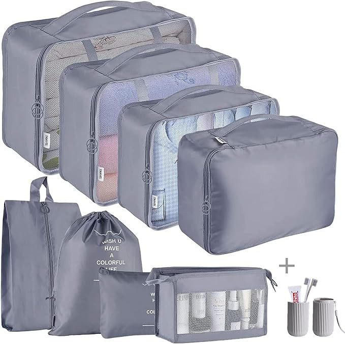 Packing Cubes for Suitcase - 9 PCS Travel Packing Cubes Lightweight Suitcase Organizer Bags Set Lugg | Amazon (US)