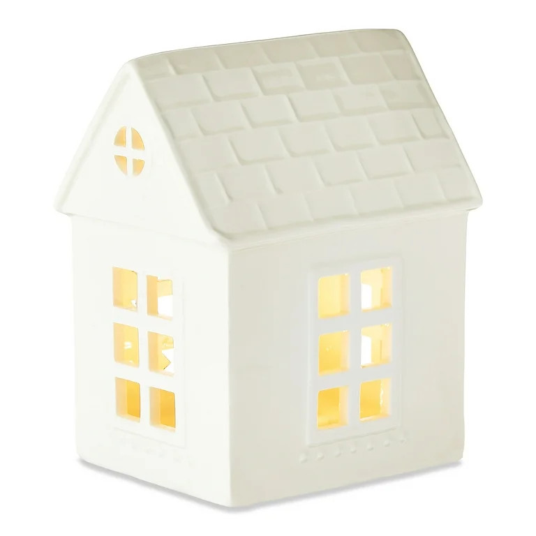 Light-Up LED Ceramic House Christmas Tabletop Decoration, White, 6.75", by Holiday Time | Walmart (US)