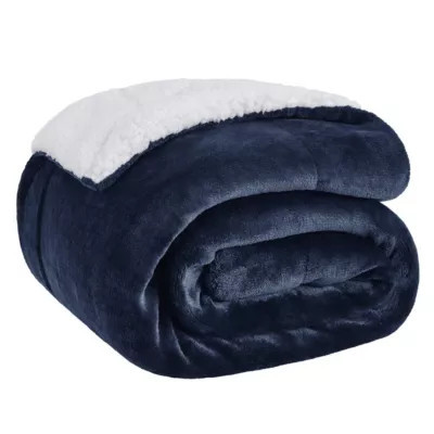 Bedsure Sherpa Fleece Blanket, Navy Blue | Belk