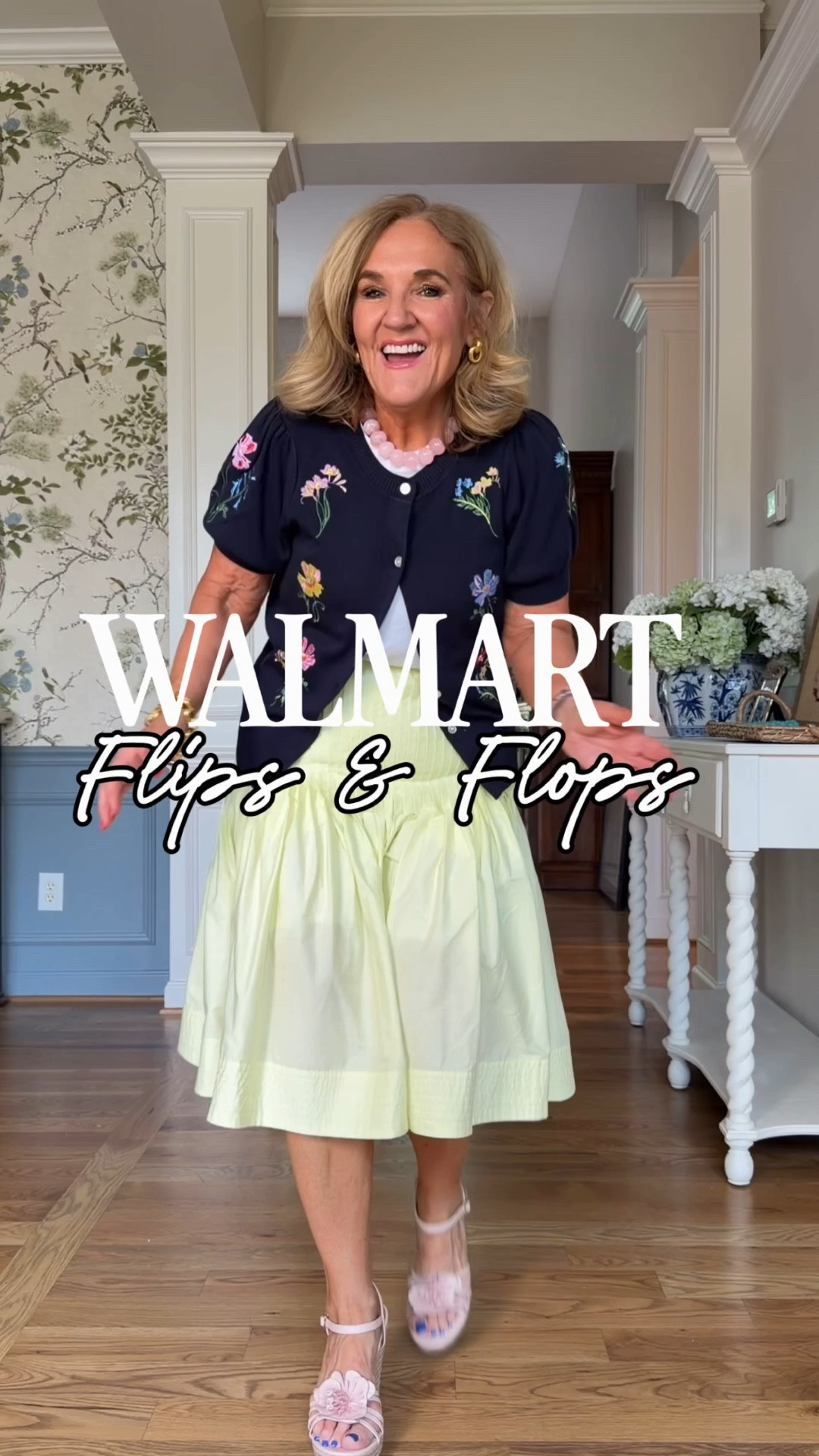 Walmart flips and no flops 

All true to size! White jeans are a rigid denim I’m wearing an 8. If between you could size up  

#LTKWorkwear #LTKOver40