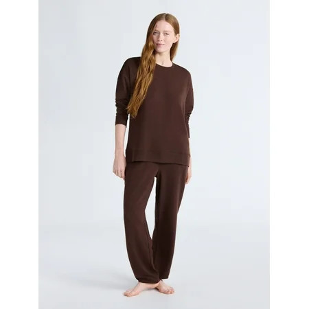Joyspun Women’s Fleece Long Sleeve Top and Joggers Lounge Set, 2-Piece, Sizes XS-3X | Walmart (US)