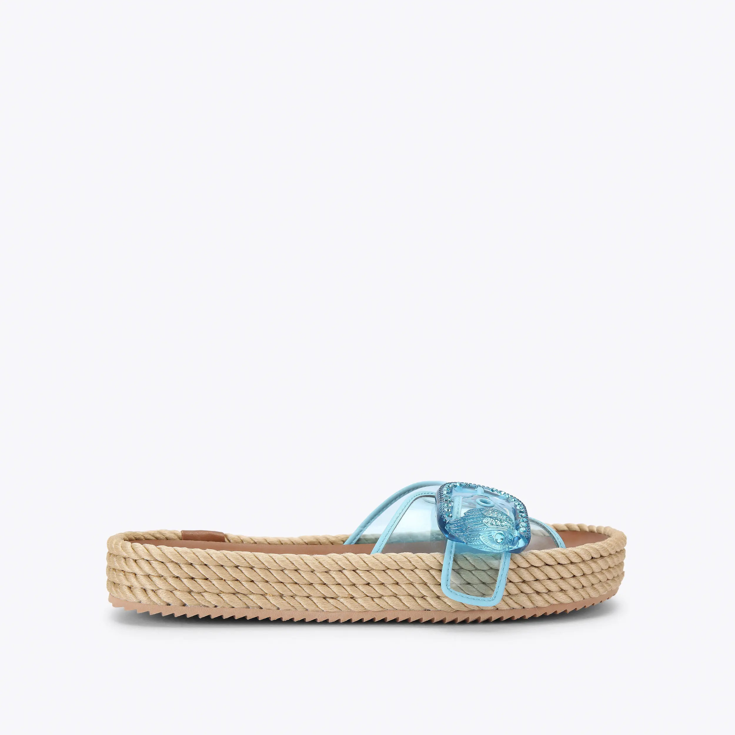 KC MAYFAIR ROPE SLIDE Blue Vinyl Slide On Sandal by Kurt Geiger London | Kurt Geiger US