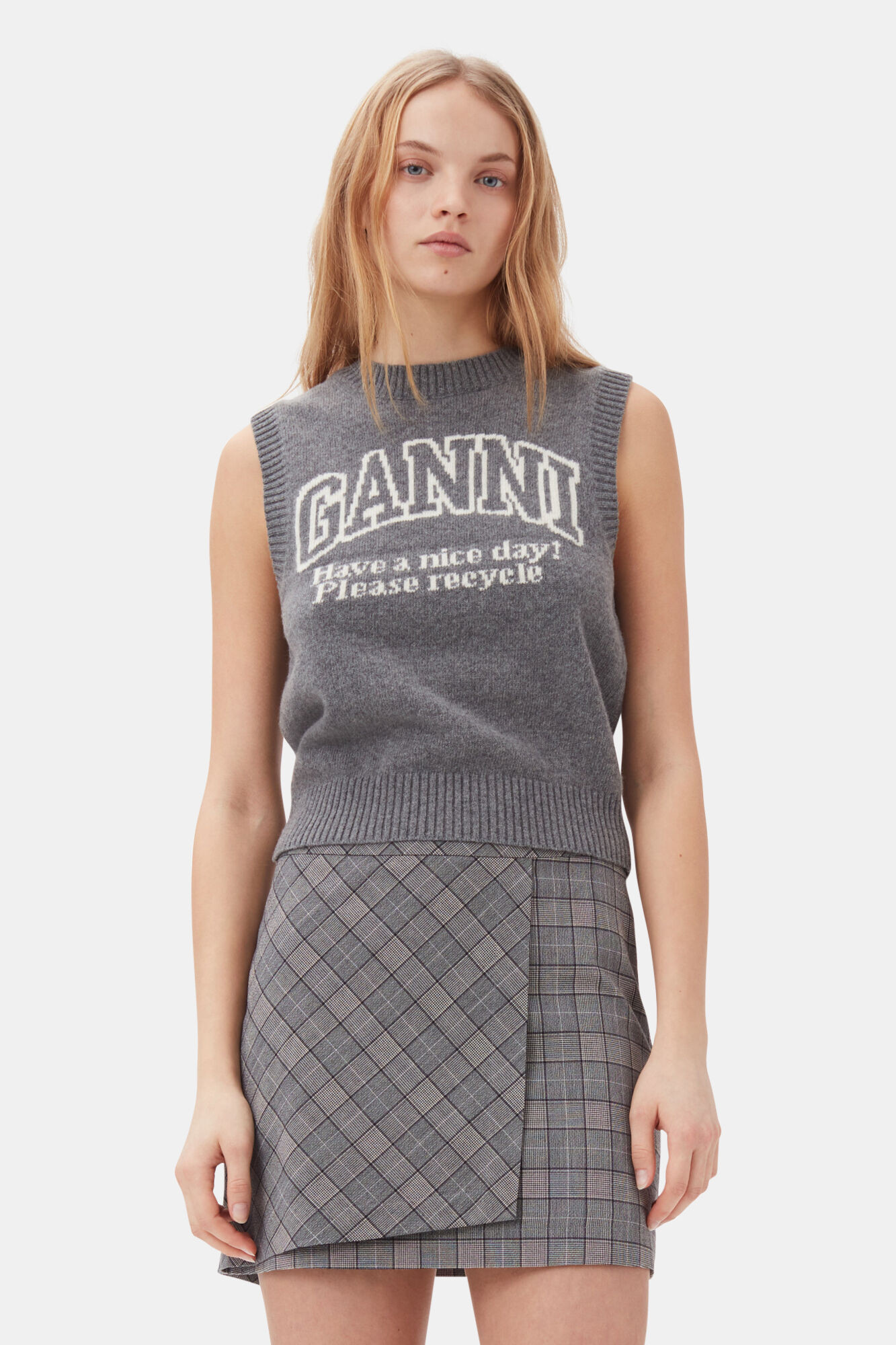 Grey Graphic Vest | Ganni