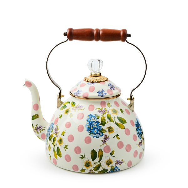 MacKenzie-Childs Wildflowers Pink 3 Qt. Tea Kettle | MacKenzie-Childs