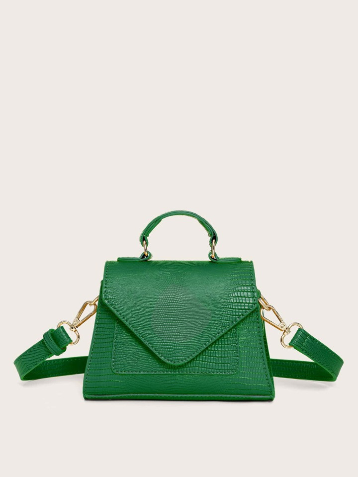 Mini Lizard Embossed Flap Satchel Bag | SHEIN