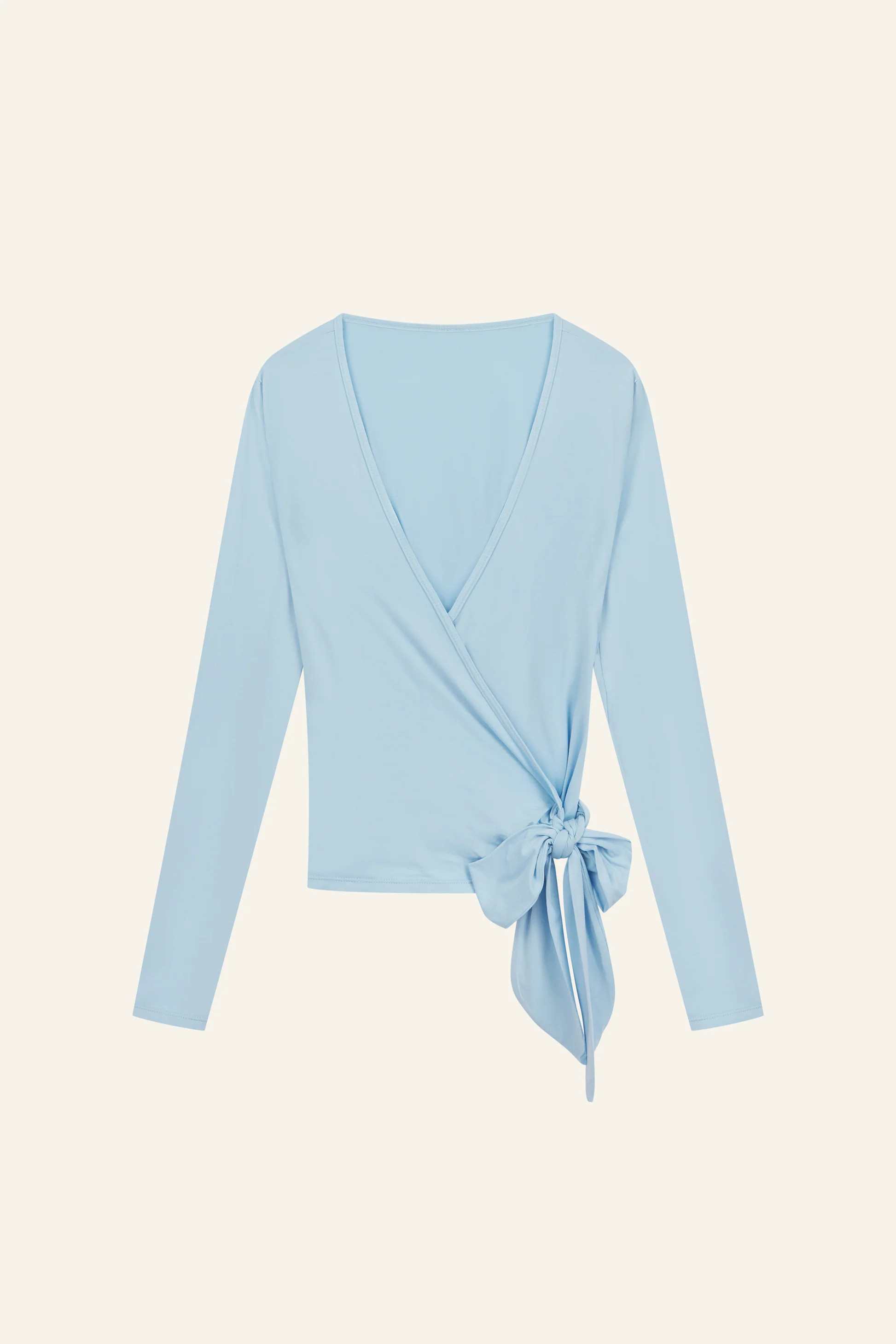 Ballet Wrap Long Sleeve Top - Powder Blue | Reasn