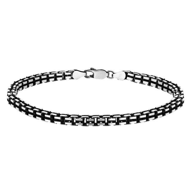 Goldsmiths
    
    Sterling Silver Mens 8 Inch Oxidised Box Bracelet | Goldsmiths
