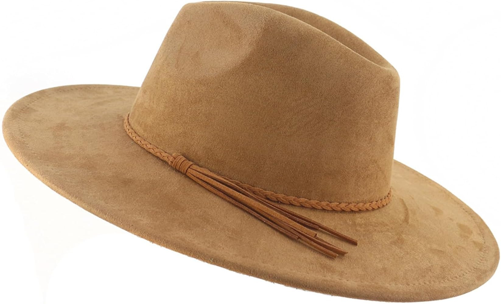 Big Wide Brim Fedora Hats for Women Men Western Suede Hats Large Felt Panama Hat Rancher Hat | Amazon (US)