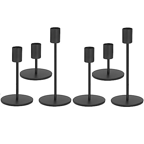 Anndason Set of 6 Black Candlestick Holders Black Candle Holder Black Taper Candle Holders Candle Holders Decorative Candlestick Holder for Home Decor, Wedding, Dinning, Party, Anniversary (Black) | Amazon (US)