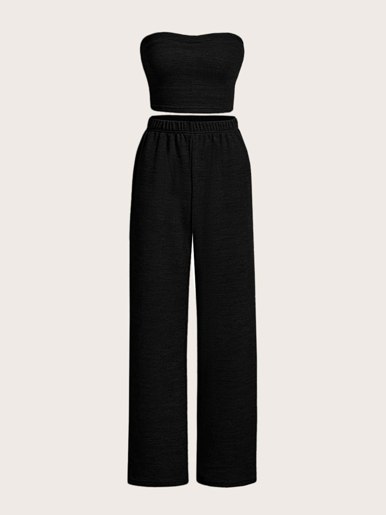 SHEIN EZwear Crop Tube Top & Wide Leg Pants Set
       
              
              $18.99      ... | SHEIN