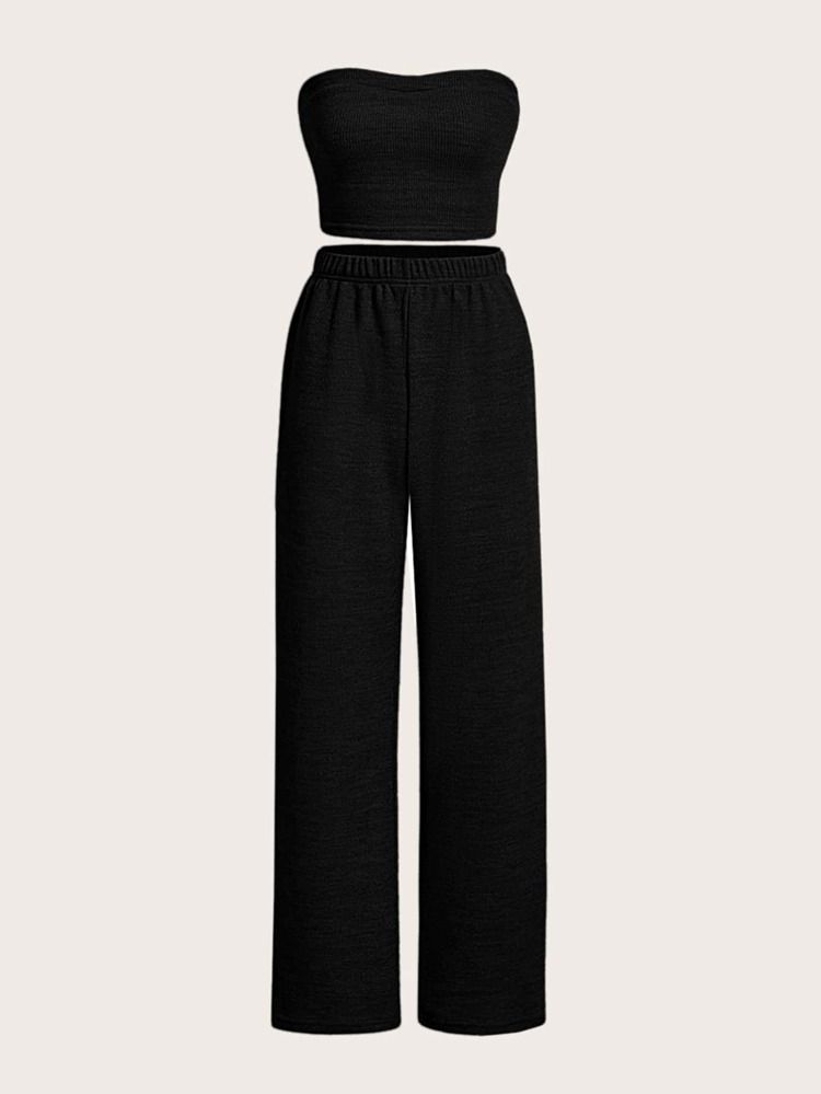 SHEIN EZwear Crop Tube Top & Wide Leg Pants Set
       
              
              $18.99      ... | SHEIN