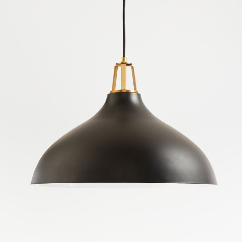 Maddox Black Bell Pendant Large with Brass Socket + Reviews | Crate and Barrel | Crate & Barrel