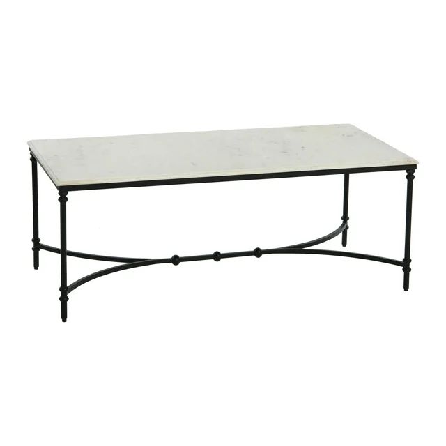 Creative Co-Op Libertine Genuine Marble and Metal Coffee Table, Black Finish | Walmart (US)