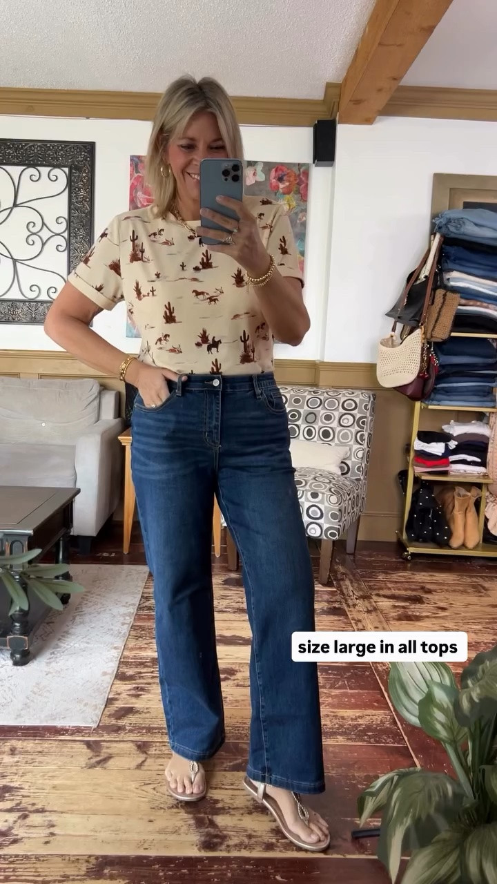 size large in top; jeans size 12

#LTKOver40 #LTKMidsize #LTKSaleAlert