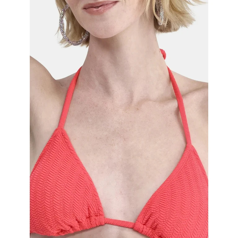 No Boundaries Herringbone Crinkle Top de Bikini Triangular Mujer | Walmart (US)
