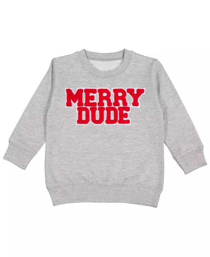 Toddler Merry Dude Patch Crew Neck Sweatshirt, Grey Boys | Macy's