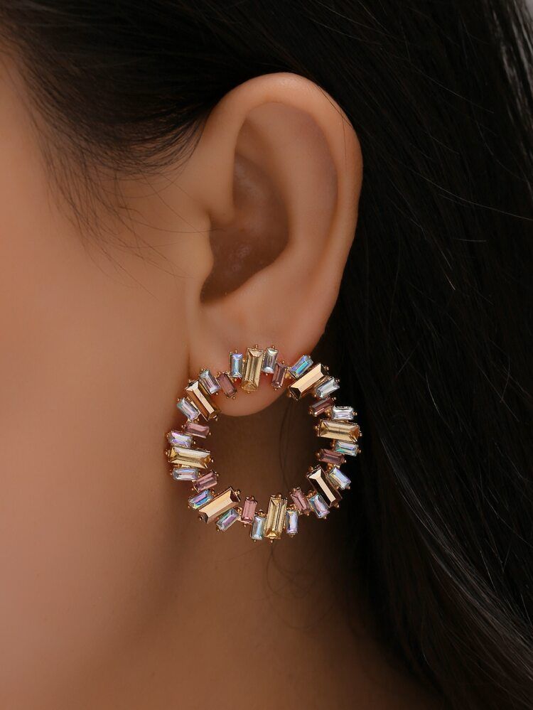 Rhinestone Round Decor Earrings | SHEIN