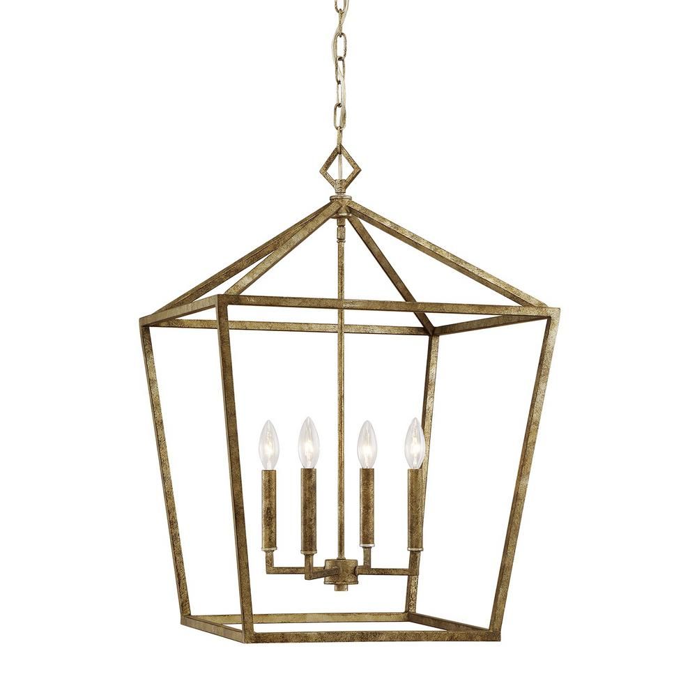 Millennium Lighting 3254-VG 4-Light 20 in. Wide Vintage Gold Taper Candle Pendant-3254 VG - The H... | The Home Depot
