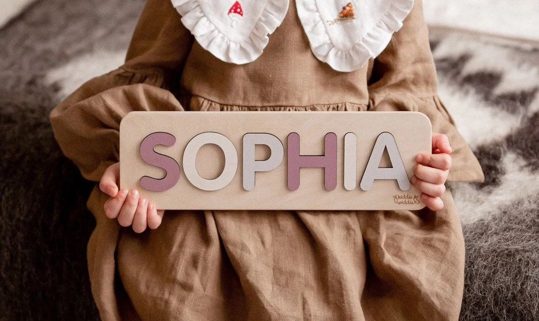 Wooden Name Puzzle, Personalized Gift for baby, Easter Gift for Baby, First Birthday , Natural Wo... | Etsy (US)